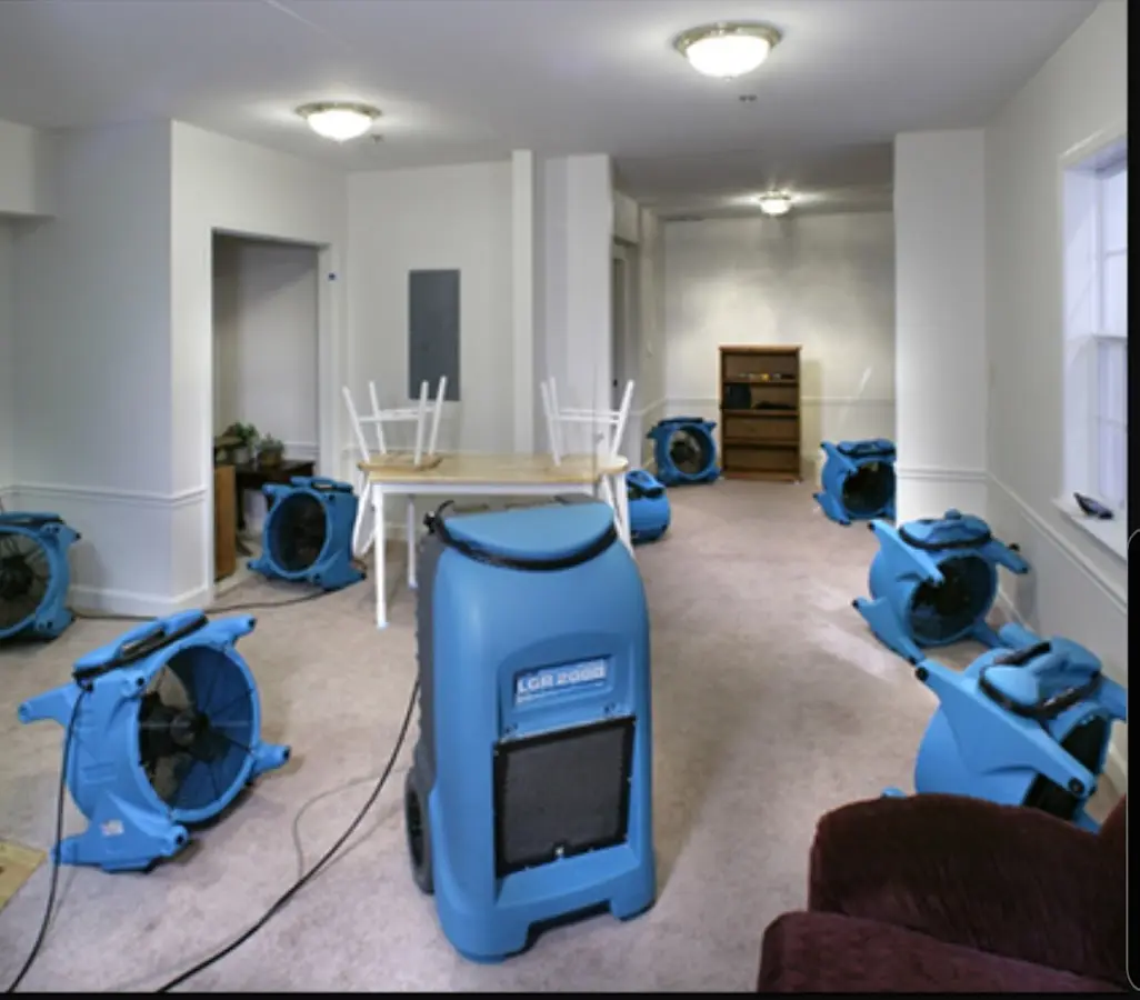 Air movers and dehumidifier setup for Water Extraction & Removal in Elsmere