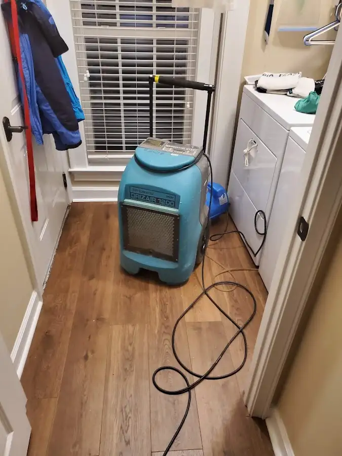 Commercial dehumidifier deployed for Flood Damage Cleanup in Elsmere